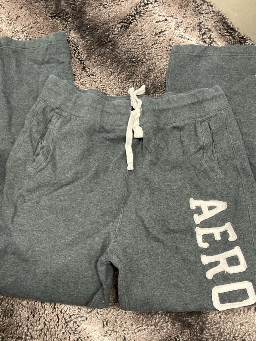 Aeropostale Heather Gray Joggers with White Drawstring